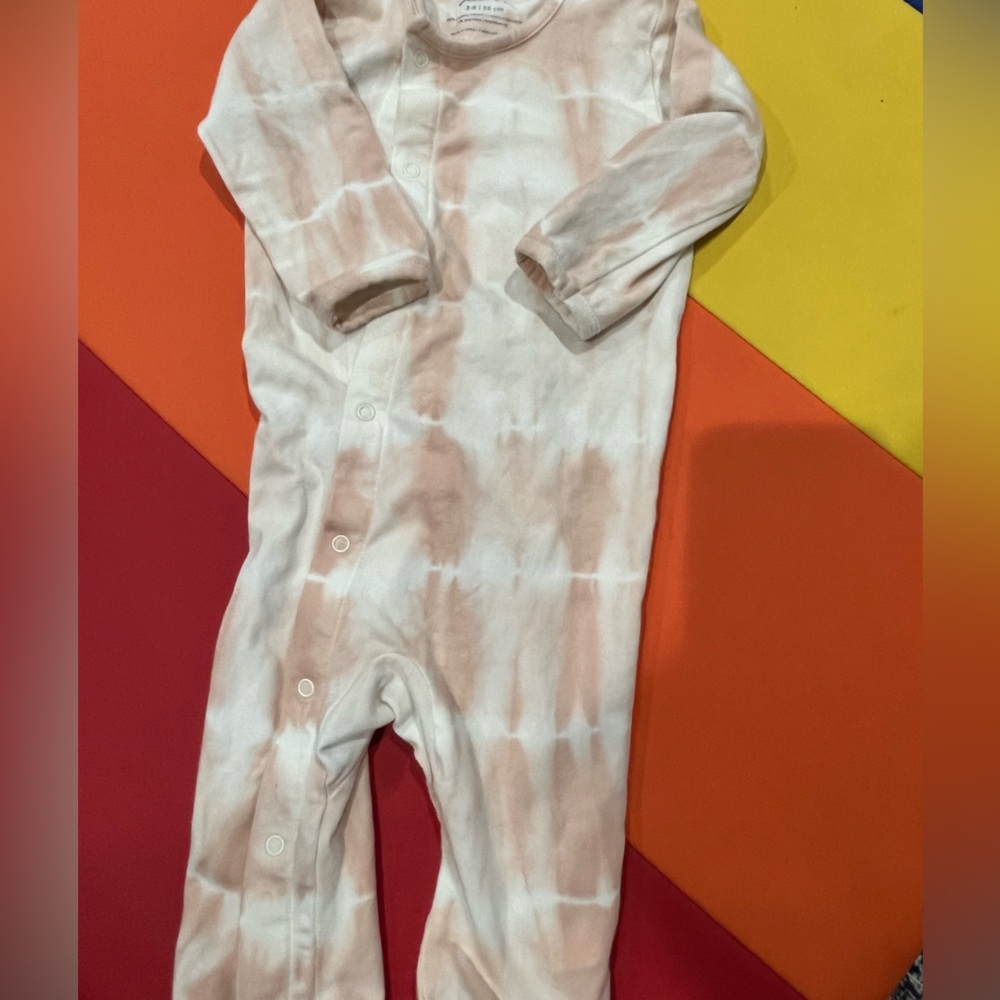 Pehr 2pk Organic Cotton Tie Dye Coverall Suit & Pink Bodysuit Bundle - Picture 7 of 14